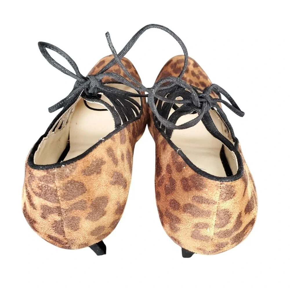 Nine West Sasafraso‎ Leopard Print Crisscross Stiletto Pumps Brown Black 8M